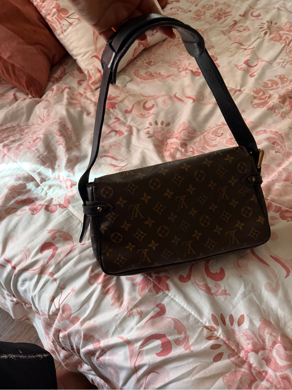 Authentic Louis Vuitton Monogram Shoulder Bag in Brown and Gold